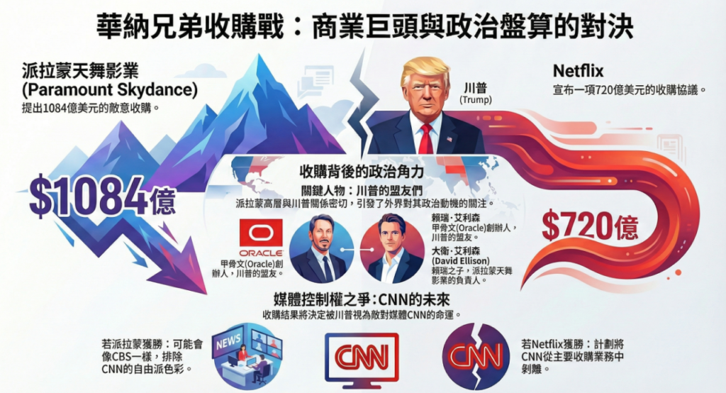 派拉蒙1084億美元敵意收購華納|川普、Netflix與CNN的權力遊戲