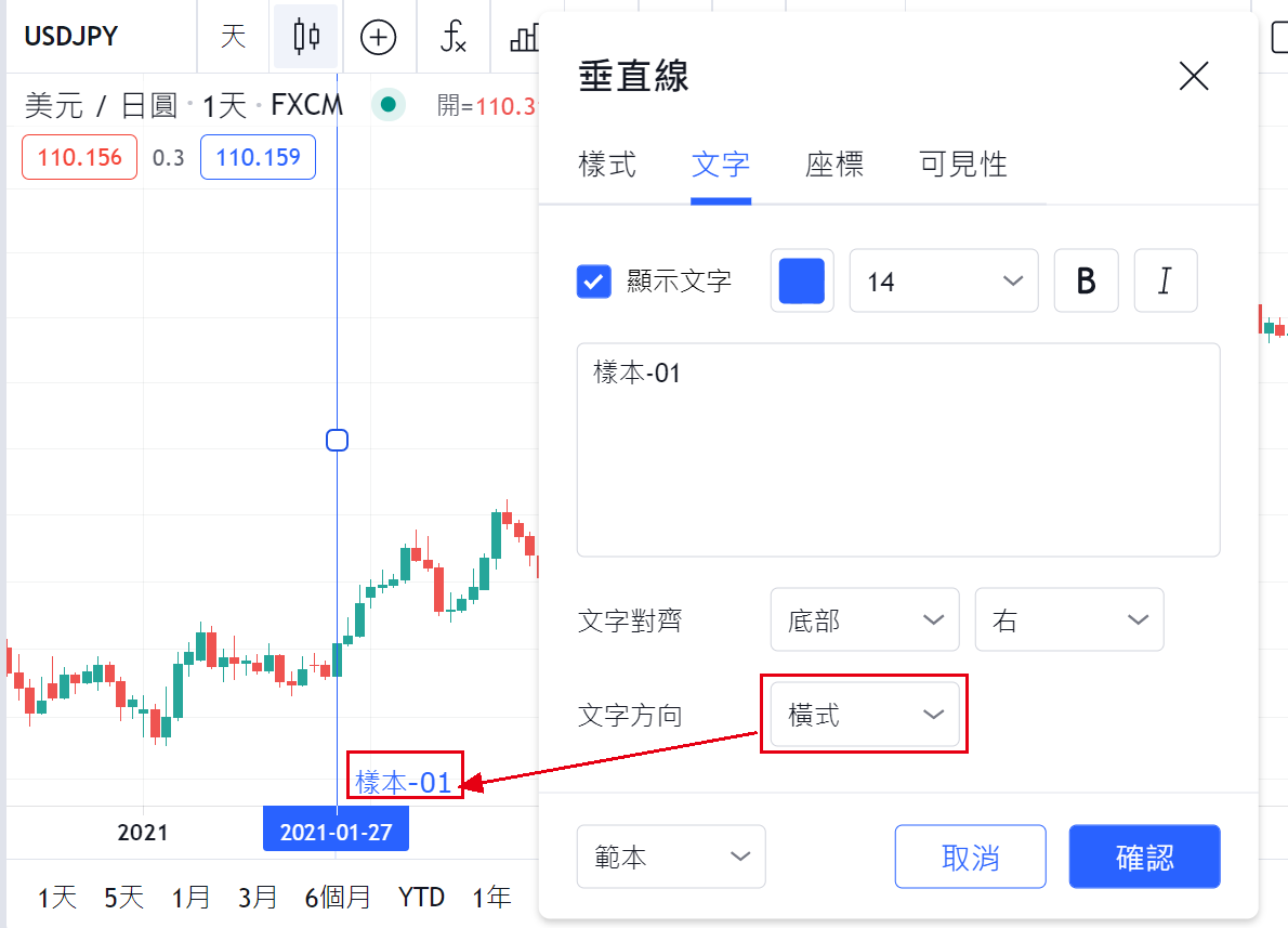 垂直線文本方向