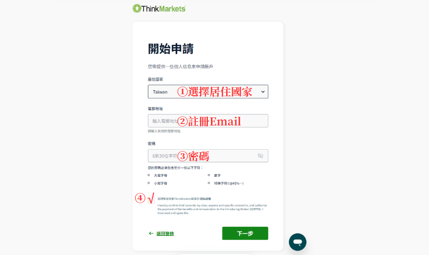 ThinkMarkets(智匯)帳戶註冊流程