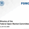 美國聯準會（Fed）周三（20 日）公布 7 月 29-30 日貨幣政策會議紀要。