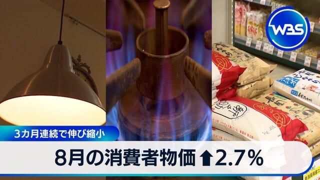 8月消費者物價↑2.7%　3個月連續增長縮小