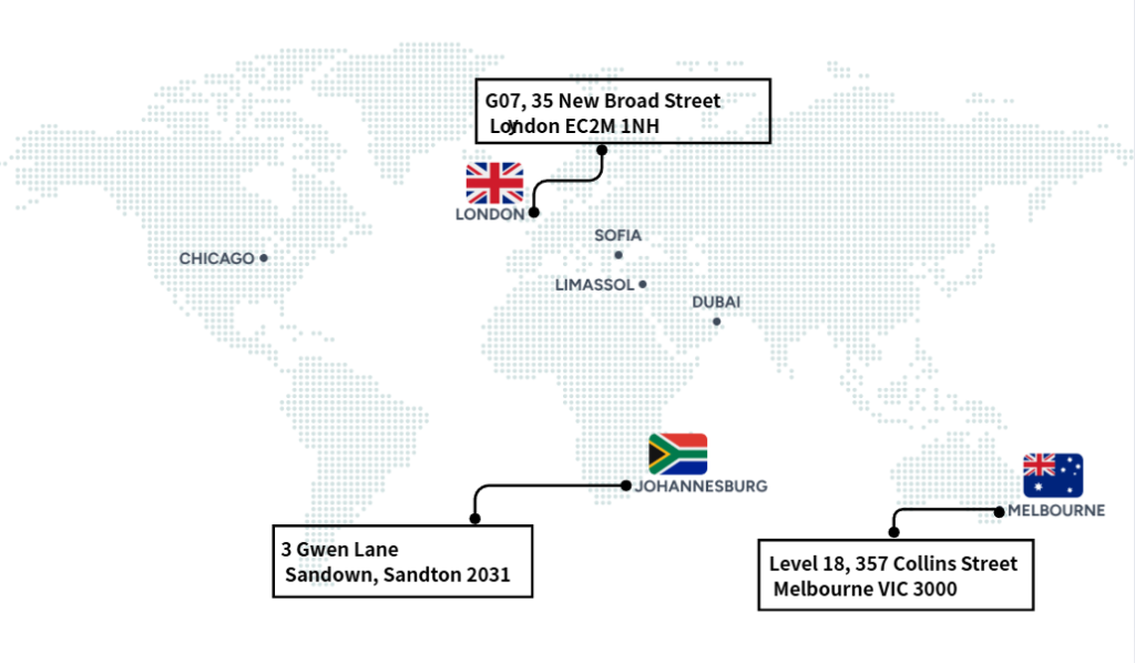 ThinkMarkets全球辦事處分佈地圖