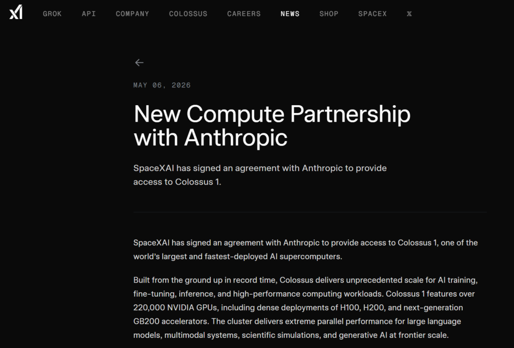 New Compute Partnership with Anthropic