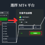 MT4建立帳戶畫面有槓桿下拉選單，可選1:30到1:500