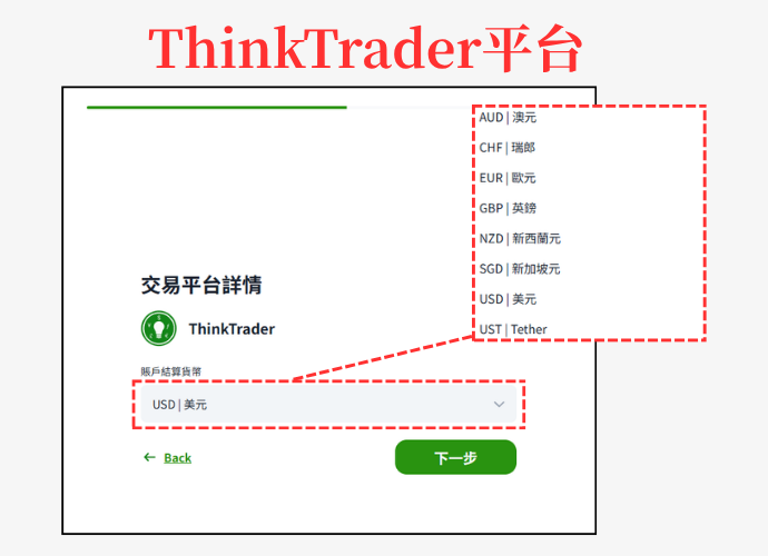 ThinkMarkets（智匯）開戶步驟4-ThinkTrader帳戶設定畫面