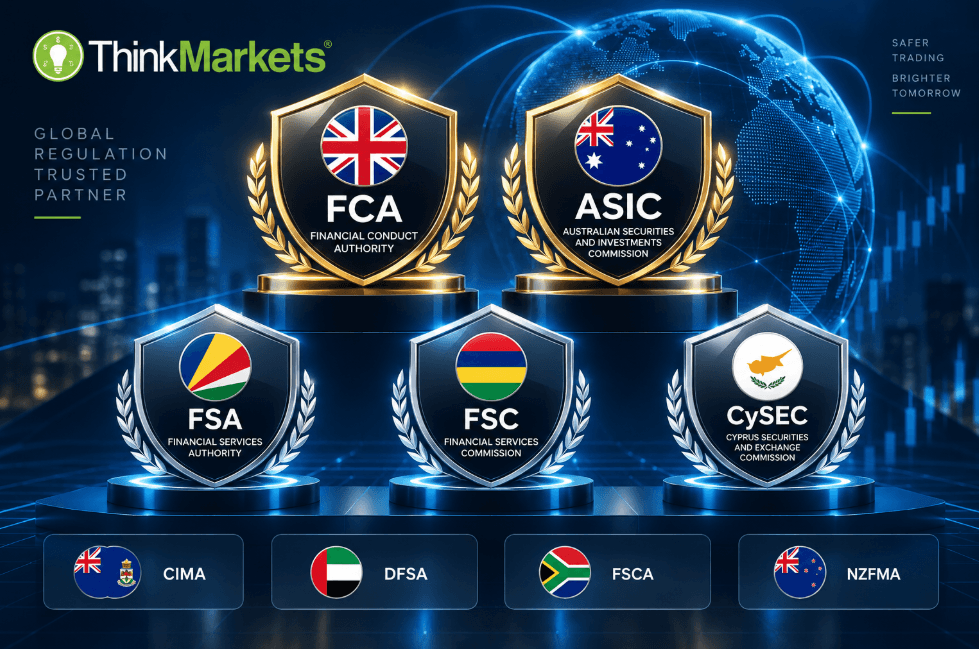 ThinkMarkets(智匯)持有的9個監管牌照:FCA、ASIC、FSA、FSC、CySEC、CIMA、DFSA、FSCA、NZFMA